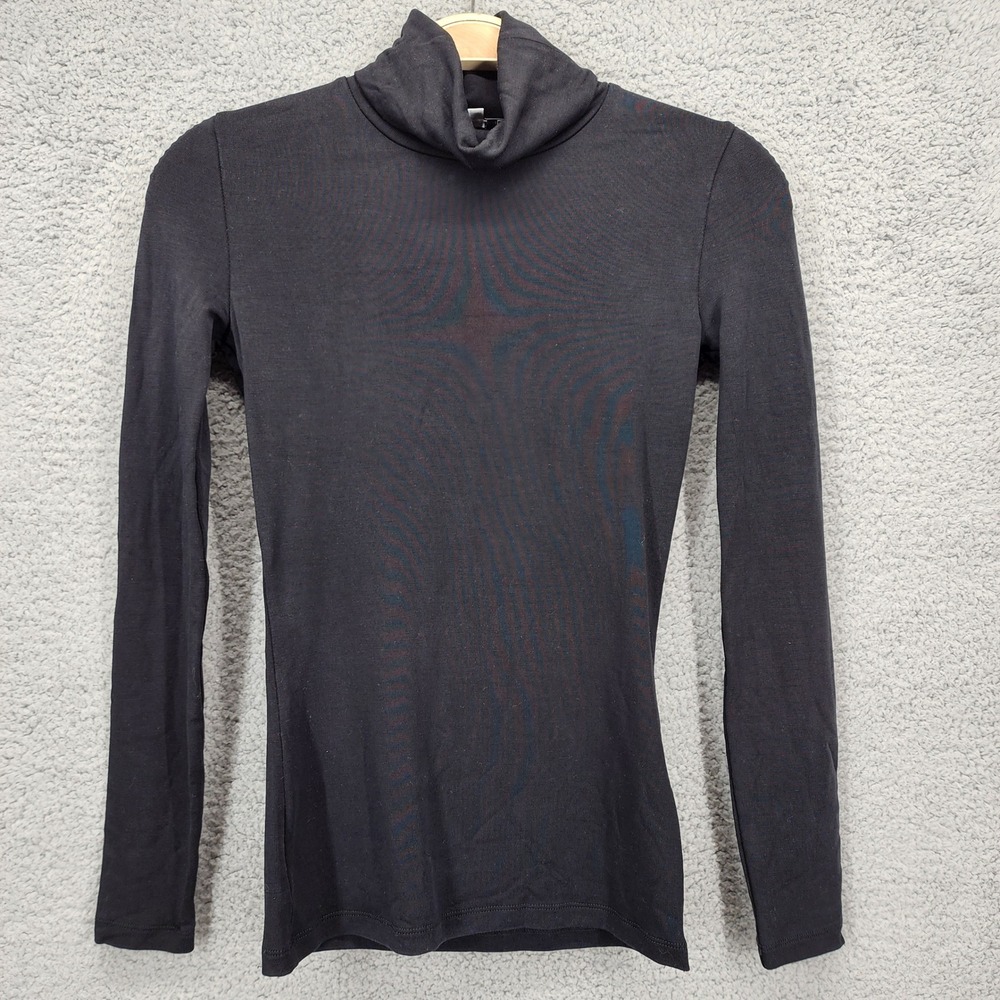IRIS & INK Black Long Sleeve Turtleneck Top Lyocell Elastane Size UK 4 Small